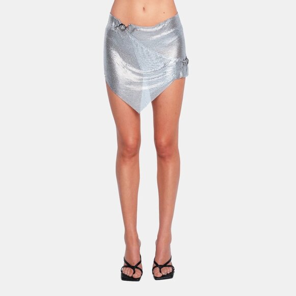 OW Collection Gemma Mini Skirt in Silver Medium New Womens Chainmail - Picture 13 of 15